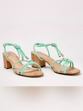Schutz Mint Strappy Suzy Cork Block Heel Sandals - Women size‎ 8